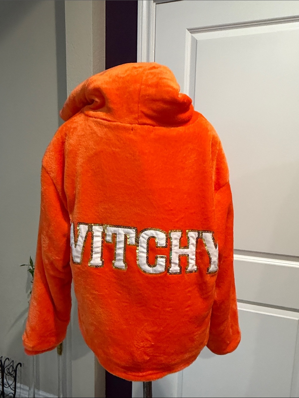 Vitchy Orange Plush Hoodie - Kids
